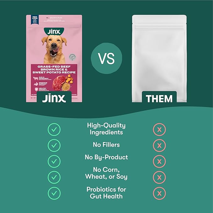 Jinx Premium Dry Dog Food, for All Lifestages - Real Beef, Brown Rice & Sweet Potato Kibble with Superfoods for Immune Support & Probiotics for Digestive Support - No Fillers - 30lb