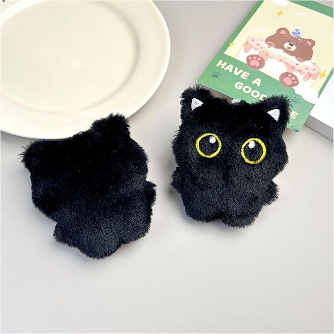 3 Pcs Cute Black Cat Toys Cat Interactive Toys with Squeaky and Soft 3.9 in Big Eyed Black Cat Plush Toy for Indoor Cats