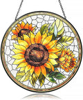 Sunflower Suncatcher Stained Glass Window Hanging Decor-Vibrant Sun Catchers for Indoor Windows, Unique Gifts for Plant Lovers, Housewarming, Birthday or New Home Celebration, Sunny Summer Decoration