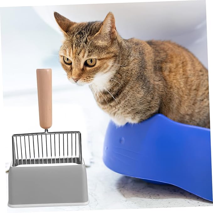 Mikikit 2pcs Convenient Cat Litter Scooper Holders Base Organizes Indoor Litter Area Easy Disposal of Waste Grey Design