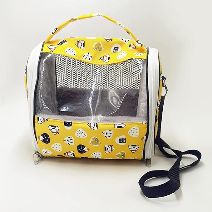 Bird Carrier Small Animals Travel Bag Portable Parrot Cage with Plush Lining Transparent Window Breathable Case