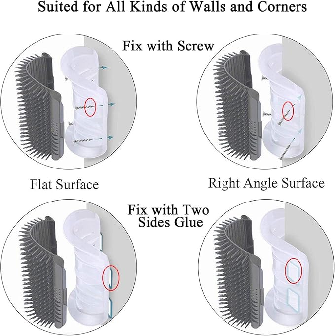Kingtree Cat Corner Scratcher Self Groomer with Catnip, 2 Pack Softer Cat Face Scratchers Wall Corner Grooming Massage Combs for Long & Short Fur Cats