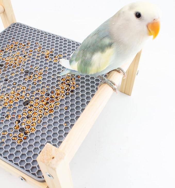 FlidRunest Bird Foraging Bed Puzzle, Parrot Hammock Bed with Foraging Mat, Parrot Silicone Perch Bed, Bird Perch Conure Platform Silicone Forage Toy for Parakeet, Cockatiel, Lovebird