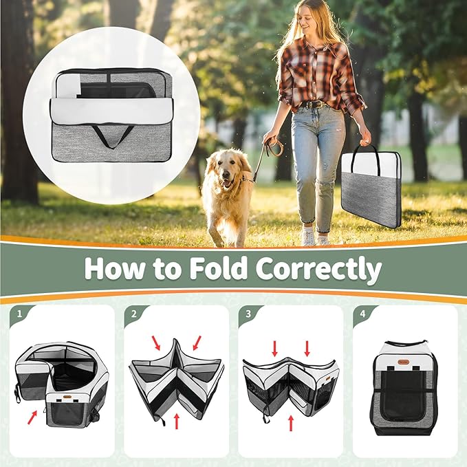 Dog Playpen, Portable Pet Play Pen Foldable Carrying Case, Puppy Pens Outsid for Small Cat Indoor/Outdoor, Removable Mesh Shade Cover