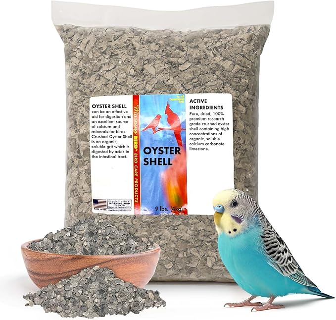Morning Bird Oyster Shell for Birds 9 lbs - Natural Calcium Supplement – Sustainably Harvested from California Coast - Easy Add to Favorite Mix - Safe Year-Round Bird Food Additive