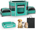 Cat Playpen - Portable Dog Playpen with Litter Box, Foldable Soft Dog Crate for Indoor/Outdoor, Pop Up Cat Enclosure, Collapsible Puppy Kitten Rabbit Cage Tent，3-Room