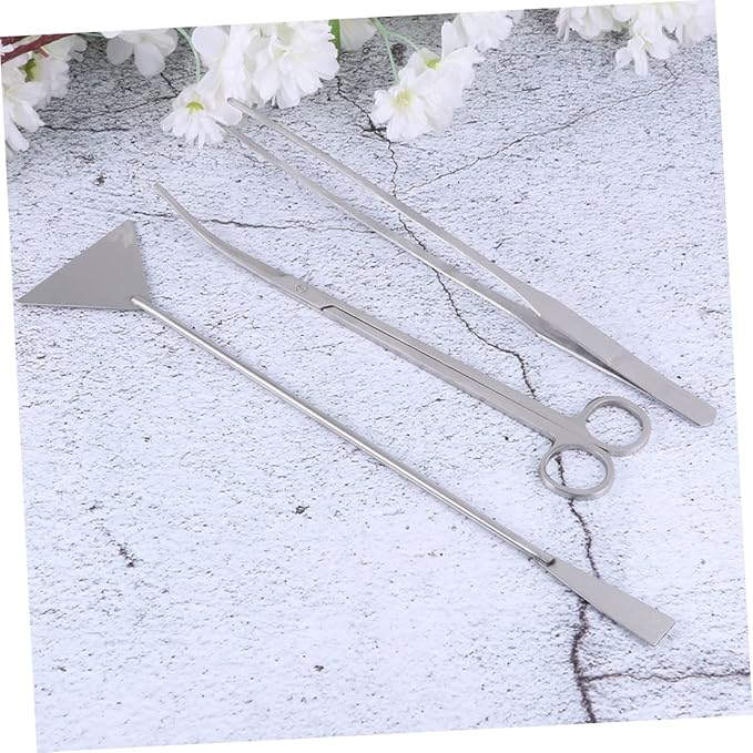 BESPORTBLE 1set Aquatic Plants Tool Kit Stainless Steel Aquascaping Tweezers Scissors Spatula Storage Bag Fish Tank Maintenance Tools for Aquarium Plants Decorations