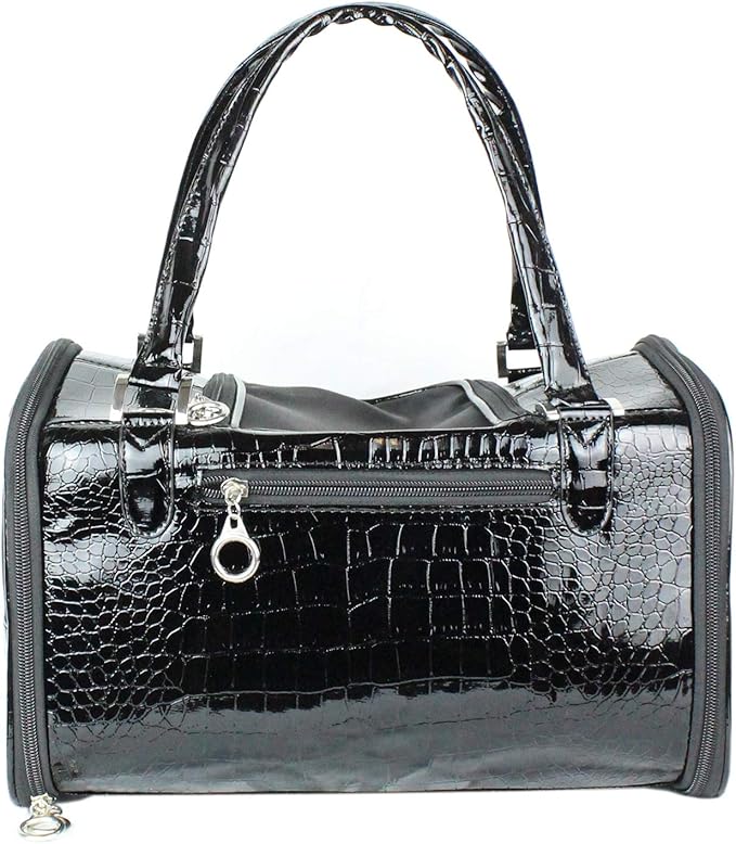 Parisian Pet Dog Purse – Black Breathable Pets Purse - Fashion Pet Carrier Purse - Purse for Dog Carrying Small and Medium Dogs - Dog Purse Carrier - Adjustable Shoulder Strap Puppy Carrier Handbag