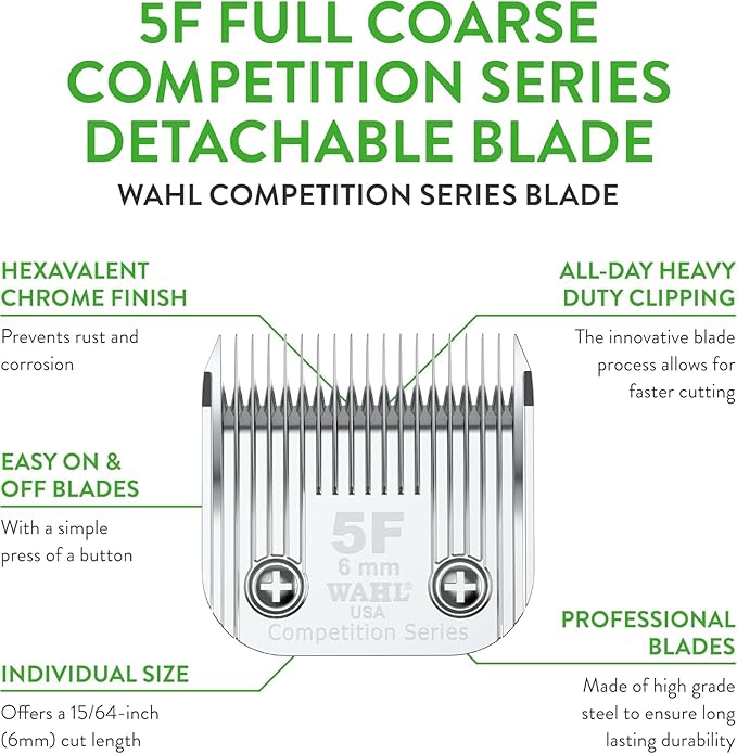 Wahl Professional Animal 5F Full Coarse Competition Series Detachable Blade with 15/64-Inch Cut Length (2372-100)