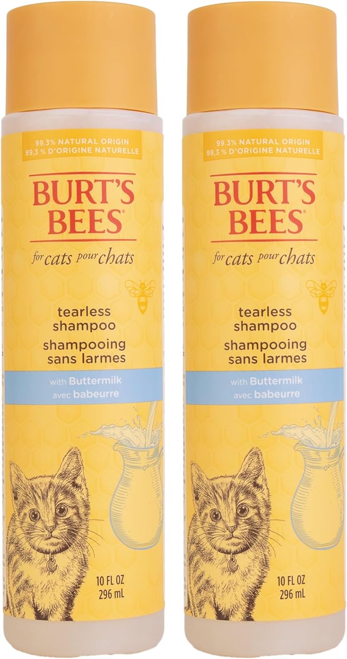 Burt's Bees for Pets Tearless Kitten Shampoo with Buttermilk and Honey, Gentle Cat Shampoo for Itchy Skin and Sensitive Coats, Easy Rinse Low Lather Formula, 99.3% Natural Origin, 10 Fl Oz - 2 Pack