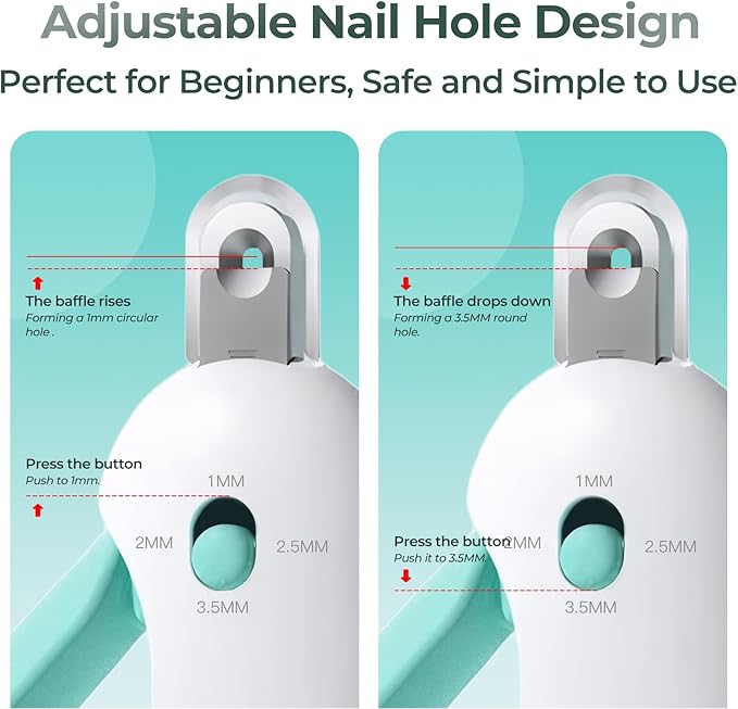 Cat Nail Clippers with a Removable Debris Collector, Adjustable Size, Built-in Hidden Nail File, Round Hole Blade, Safe Home pet Grooming Tool
