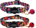 2 Pack Breakaway cat Collars with Bell,Safety Quick Release Pendant Cute Kitten Collar,Adjustable 20-30cm (Red+Rose, 20-30cm)