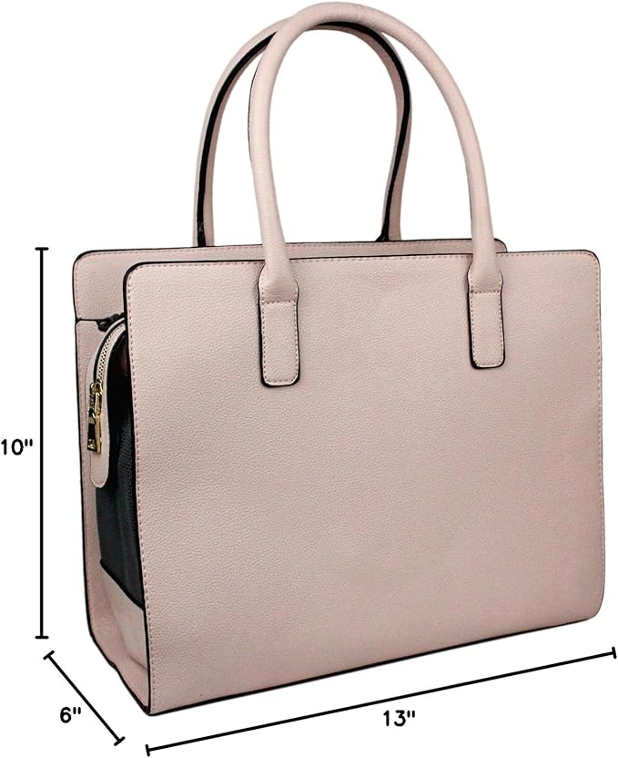Parisian Pet Dog Purse – Beige Breathable Pets Purse - Fashion Pet Carrier Purse - Faux Leather Purse for Dog Carrying Small and Medium Dogs - Dog Purse Carrier - Adorable Puppy Carrier Handbag