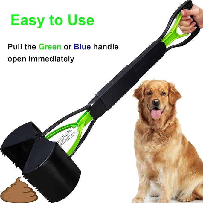 2-Piece ofPooper Scooper for Large Small Dogs Heavy Duty, Long Handle Poop Scoop for Yard, Grass, Gravel, Dog Poop Grabber with High Strength Material and Durable Spring