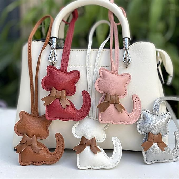 Soft Leather Bow Charm Handmade Fashionable Cat-Themed for Phone Camera Strap & Collar Decoration Stylish Bowknot Bag Charm