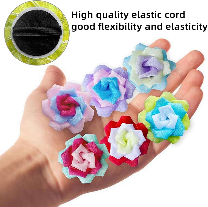 Dog Collar Flowers Accessories, 6 Pack Flower Charms for Dog & Cat Collars, Elastic Slide-On Decorative Flowers for Pet Collars