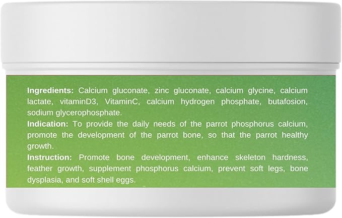 Avian Bone Boost – Calcium & Vitamin D3 Powder Supplement | Strong Eggshells & Healthy Bones | Ideal for Parrots, Parakeets, Cockatiels & All Cage Birds – Safe for All Birds