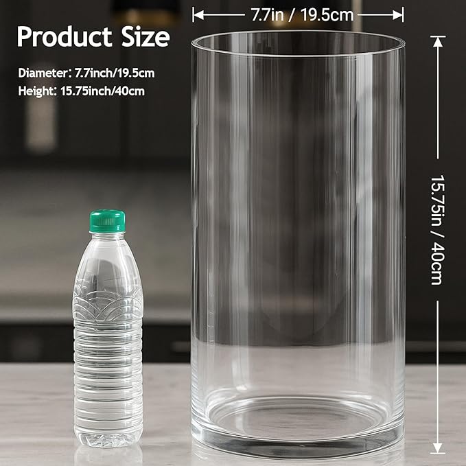 Maxdot 3.2 Gallon Cylindrical Glass Fish Tank Solid Base, 360° Full View Desktop Aquarium Starter, Easy to Maintain Small Microfauna for Betta Snails Shrimp Aquatic Planting and Small Plant Terrarium