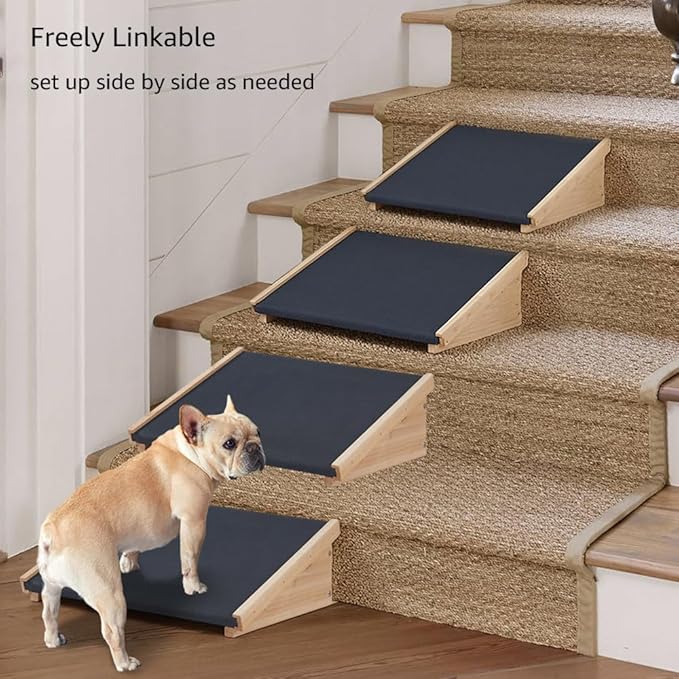 beeNbkks Dog Ramp for Stairs, Non-Slip Rubber Pet Ramps for Small Medium Dogs Cats, Gentle Slope Step and Stair Assist for Senior or Injured Pets, Indoor Outdoor Use, Portable Porch Access, Set of 2