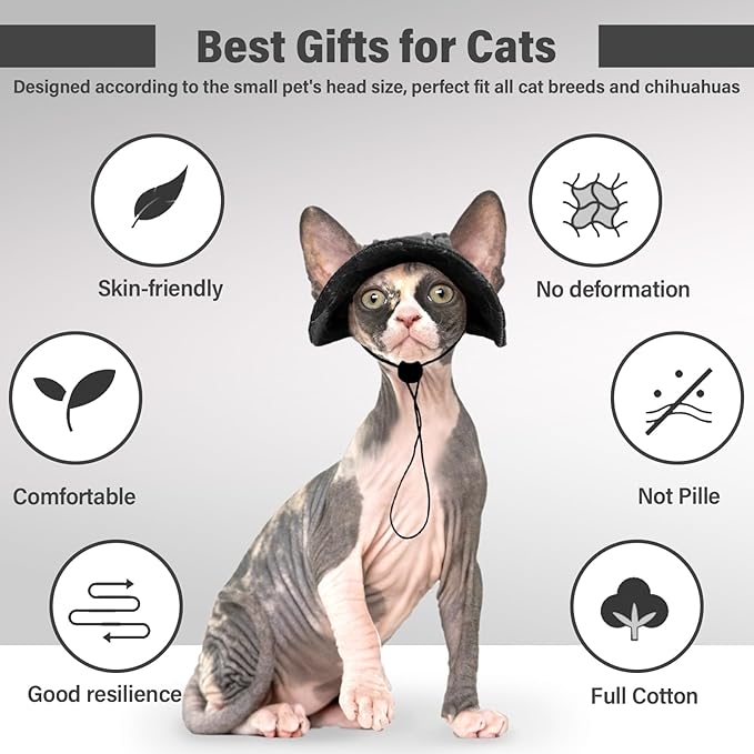 DENTRUN Cat Hats for Cats Only, Cat Cowboy Hats with Ear Holes Tiny Pets Birthday Party Costume, Cat Headwear Mini Cowboy Hat, Funny Sombrero Kitten Hat Chihuahua Beanie Cap Party Decorations