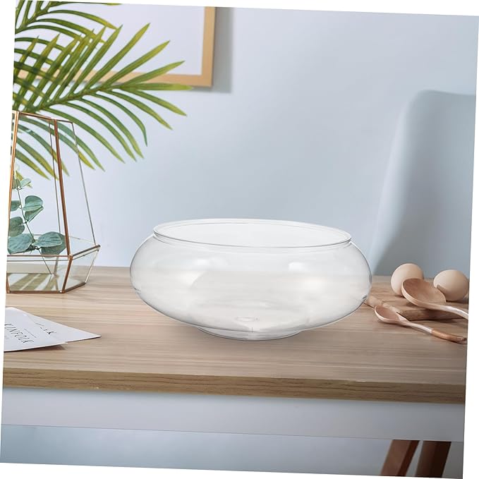 Transparent Landscape Small Fish Tank Water Lily Bowl Propagation Jars Transparent Aquarium Tank Goldfish Tank Shallow Pot Hydroponics Office Plastic Decorations