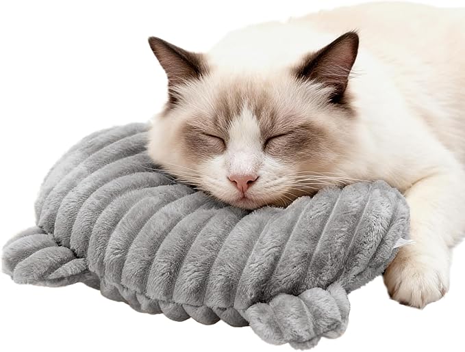 Jiupety Dog Calming Pillow, Soft and Neck-Friendly, Washable Pet Neck Pillows for Small Medium Large Dogs and Cats, 11" x 8", Gray