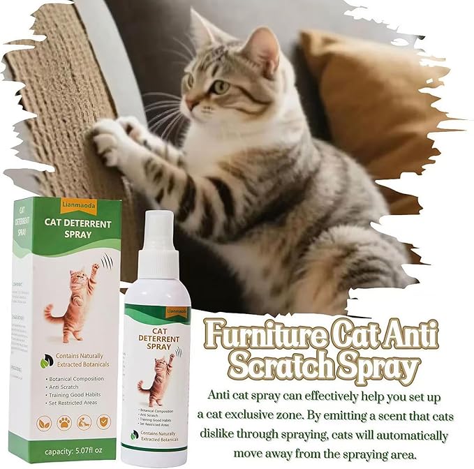 Cat Deterrent Spray,Enhanced Cat Repellent Prevent Cats from Scratching and Biting, Furniture, Sofa, Carpet, Curtains, Ornaments, Train Cats to Stay Away from The Activity Restricted Area