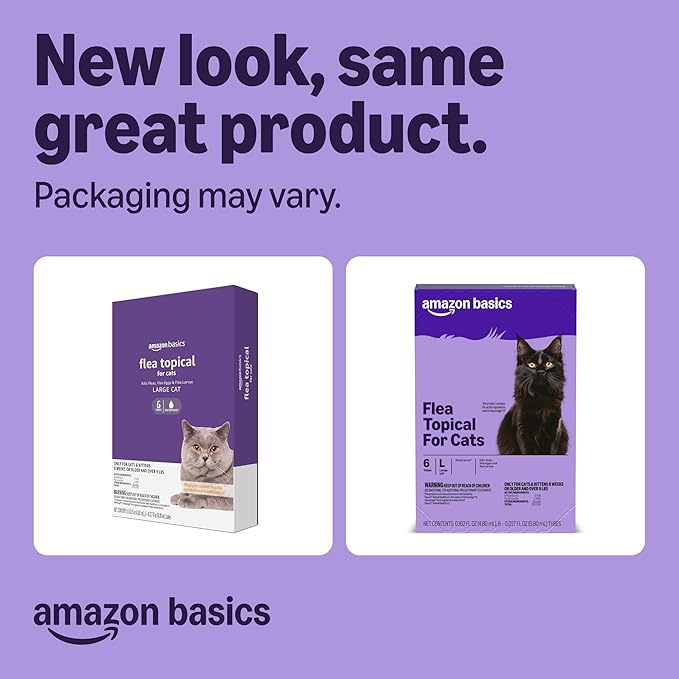 Amazon Basics Topical Flea Treatment for Large Cats (Over 9 pounds), 6 Count, Packaging May Vary