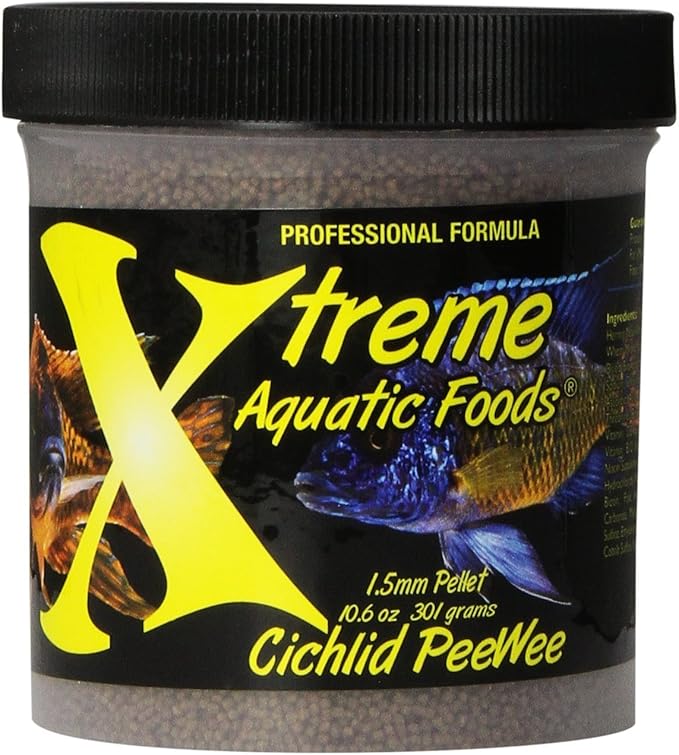 Xtreme Cichlid Peewee 1.5 mm Pellets - Proven Nutrition for Cichlids - Balanced Amino Acids, Boost Immune & Digestive Health, Color & Energy, Max Protein Freshwater Fish Food – USA Farm Grown (10oz)