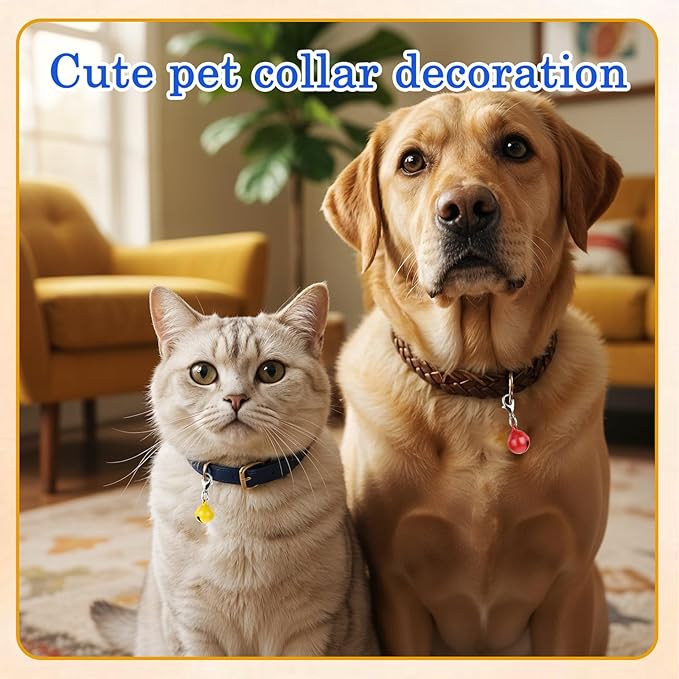 10PCS Extra Loud Cat & Dog Bells, Small Pet Collar Bell Made of Sturdy Metal, Bells for Dog Training to Go Outside, Pet Tracker, Color Pets Bell Gifts Doggy Cat Collar Charms (10 Color)