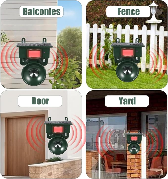 2026 Solar Ultrasonic Bird Repellent Devices Outdoor Woodpecker Deterrent for House with Motion Activated IP65 Waterproof Pigeon Deterrent for Outside Effective Sonic Bird Repeller for Garden Farm