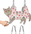 Supet Cat Grooming Hammock Harness for Nail Trimming, Cat Grooming Hanging Sling for Nail Clipping, Pet Restraint Holder for Cutting Nails, Medicine, Ear & Teeth Cleaning, Eye Care (Strawberry M)