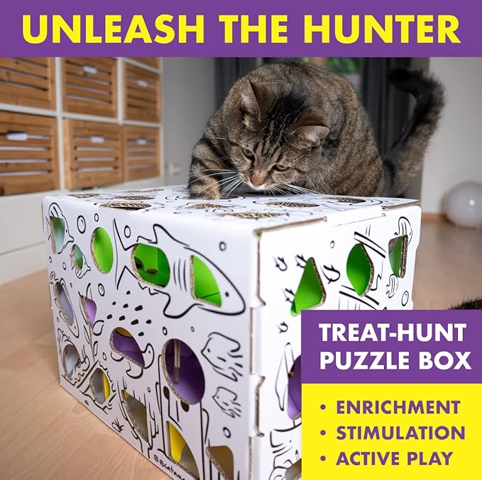 Cat Amazing MEGA – Cat Treat Puzzle Box – Interactive Food Maze – Cat Puzzle Feeder – Treat Box for Indoor Cats – Enrichment Food Toy – Best Cat Toy for Cats!