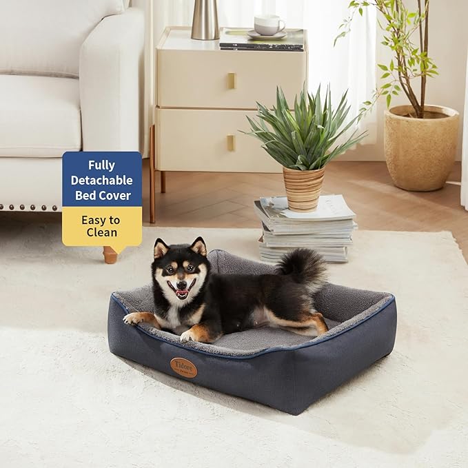 Orthopedic Dog Beds Medium Sized Dog, Durable Egg Crate Foam Sofa Dog Bed with Washable Removable Cover, Waterproof Lining, Pet Beds for Medium Dogs, Navy