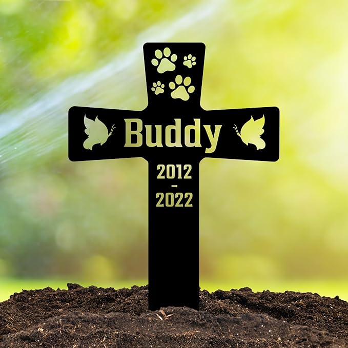 Custom Cat Grave Markers Outdoor | Personalized Pet Grave Markers| Memorial Headstone for Cat with Photo | Thoughtful Remembrance Decor for Pets Graves (M - Nes-gm-101)