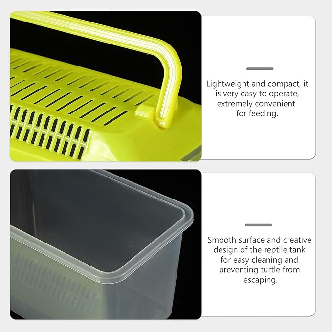 Turtle Habitat and Fish Breeding Tank, Sturdy Pp Plastic Transport Box 15x9x11cm, Portable Aquarium for Small Reptiles and Goldfish Housing