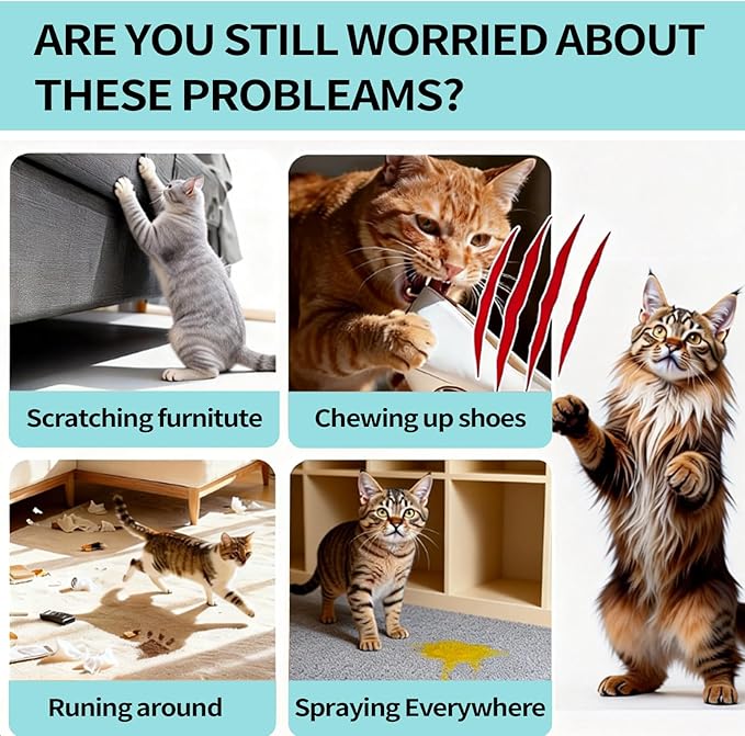 Cat Deterrent Spray, Natural Indoor & Outdoor Repellent for Furniture, Sofas, Carpets & Curtains, Safe Training Aid to Stop Scratching and Urinating, Stain-Free Formula
