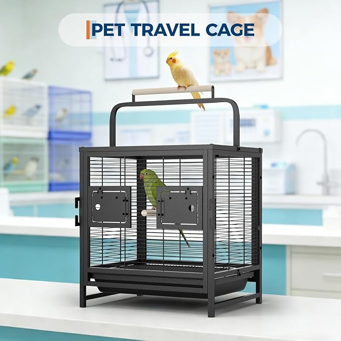 GarveeHome Bird Cage, 25in Parakeet Cage, Bird Travel Carrier for Parakeets, Canaries, Lovebirds, Small Quaker, Cockatiels, Budgie, Green Cheek