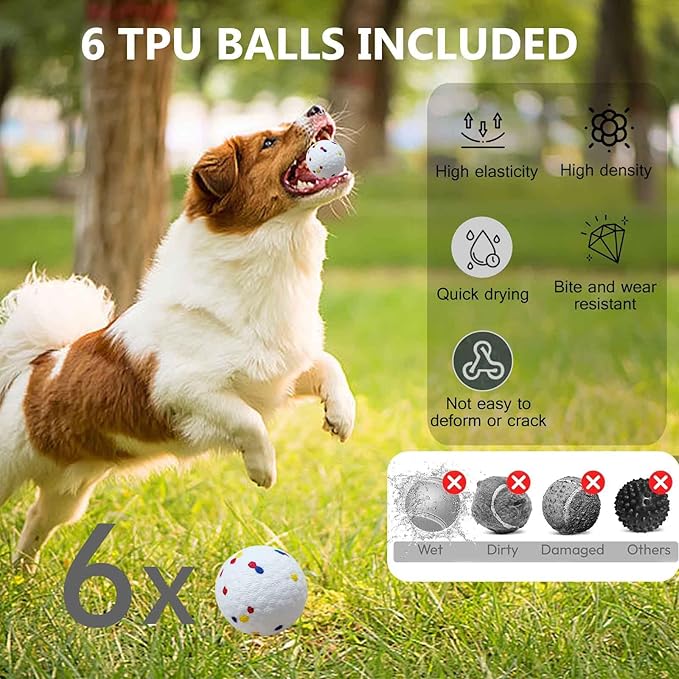 Auto Dog Ball Thrower Launcher, Automatic Dog Ball Launcher with 3 Launching,6 2.3 Inch ETPU Tennis Ball,Interactive Toys Indoor Outdoor Thrower Toss Machine for Small/Medium Dogs