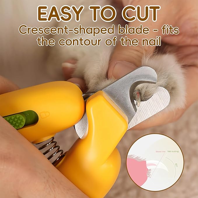 Dog Nail Clippers,Dog Nail Trimmers for Small Medium Dogs and Cats - Professional Grooming Tool with Safety Lock, Sharp Stainless Steel Blade Prevents Splitting，Includes Nail File (Yellow-mini)