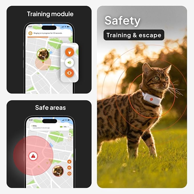 Weenect Cat XS - New GPS Tracker for Cats | Real-time Mini GPS Tracker for Cats | Smallest Model on The Market | Collar Included | Subscription Required