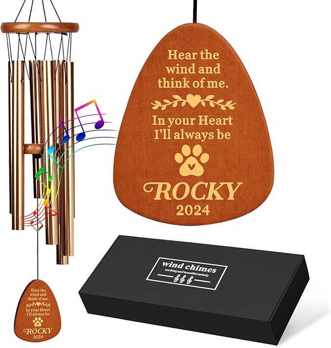 Personalized Dog Memorial Gifts for Loss of Dog, 25.5'' Pet Memorial Gifts for Dogs, Pet Memorial Wind Chimes, Loss of Dogs Sympathy Gift, Pet Passing Away Gift for Loss Loved One(Design 2)