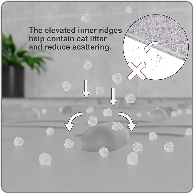 OHMO Cat Litter Mat Large Trapping Mat Premium Silicone Rubber 23.5x16 Semi Clear, Waterproof and BPA Free Kitty Litter Box Mat, Easy to Clean and Keeps The Floor Tidy