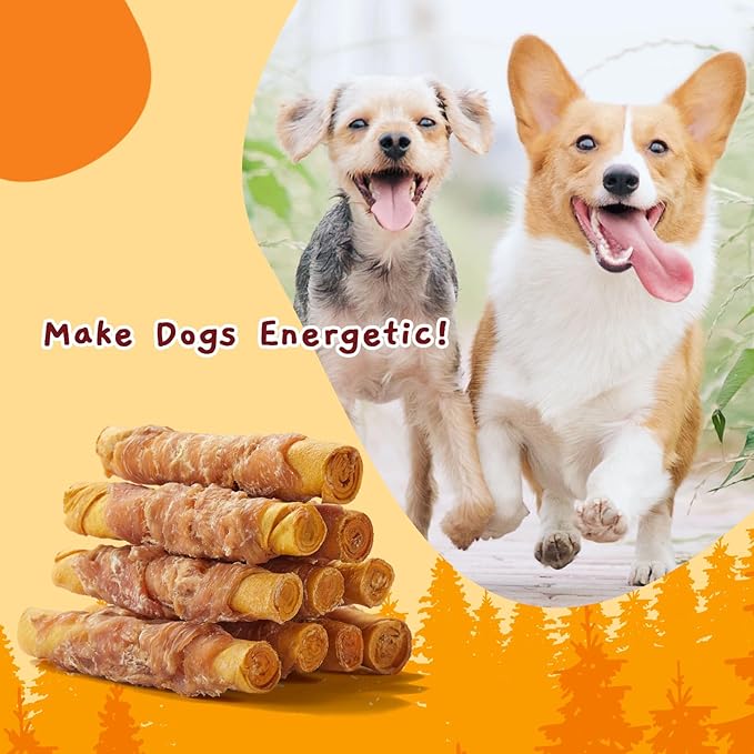 Jungle Calling Dog Treats Smoked Chicken Wrapped Rawhide Rolls, High Protein Dog Chews, Rawhide Chews for Medium and Large Dogs, 10.6 Oz, About 10 Count