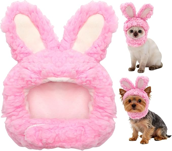 Cat Bunny Rabbit Ears Hat Costumes, Rabbit Ears for Dogs Party Costume Easter, Pet Accessory Cute Headwear, Easter Pet Costume for Cats Small Dogs Puppy (Pink)