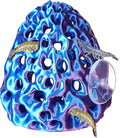 Shrimp Dome Hide, Shrimp Hides for Aquarium, Betta Fish Hideout with Suction Cup, Betta Habitat Tank Ornament Accessories, Aquarium Decor for Small Fish Guppy Hiding Resting (Blue Red)