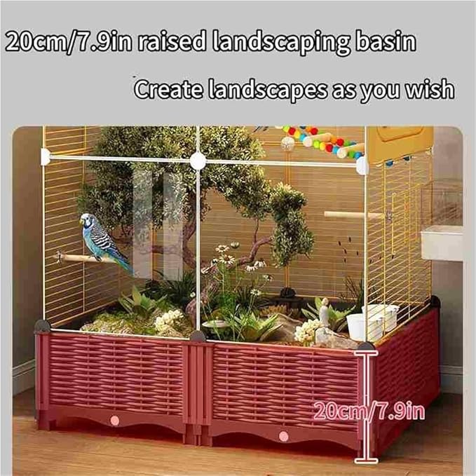 Parakeet Cage with Clear Front, Decorative Flight Birdcage with Accessories, Bird Cage for Cockatiels, Budgies, Finches, Canaries(Yellow)