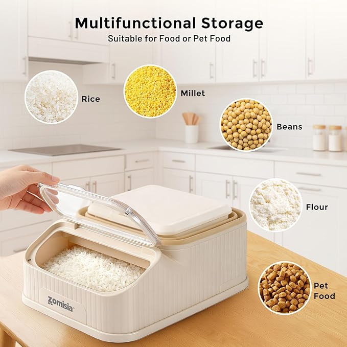 30-40lbs Collapsible Dog Food Storage - First-in, First-out Easy Dispense Base for Freshness, Pet Food Storage Containers with Transparent Lid and Scoop