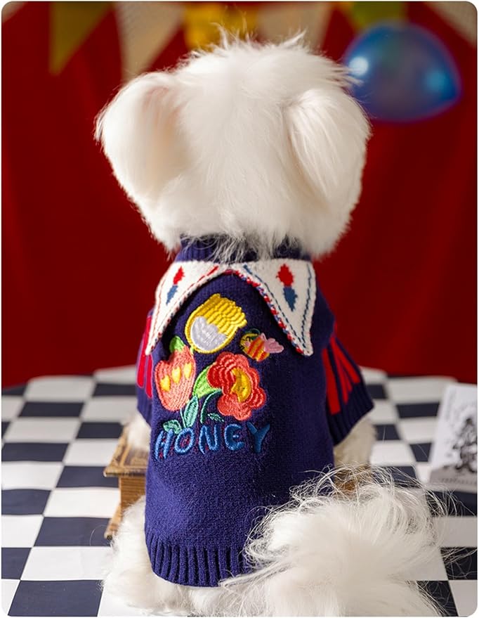 Cat Christmas Sweater Dog Circus Clown Jester Costume with Joker Hat for Small Dogs Cats Cosplay Apparel Kitten Clothes