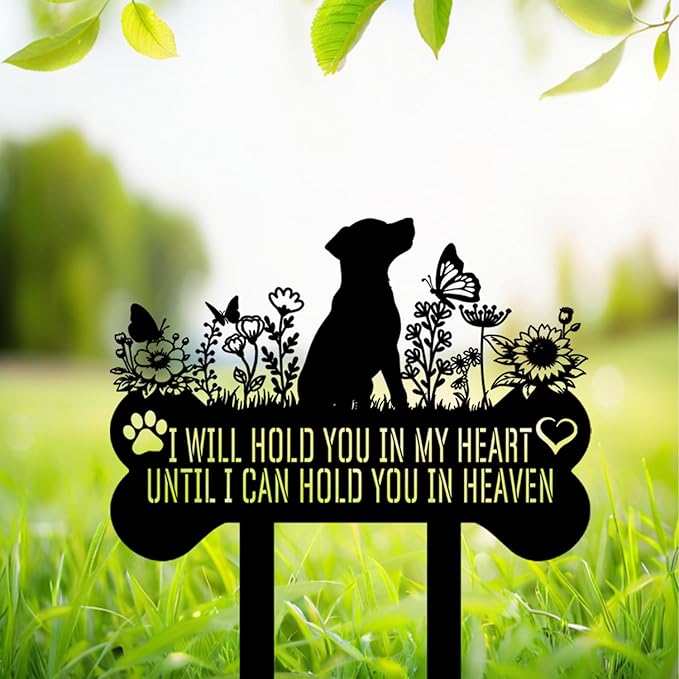 Pet Grave Markers Dog, Metal Pet Metal Memorial Garden Stake, Pets Waterproof Grave Stakes Plaque, Pet Headstone Garden Memorial Graves, Metal Dog Garden Decor 12"